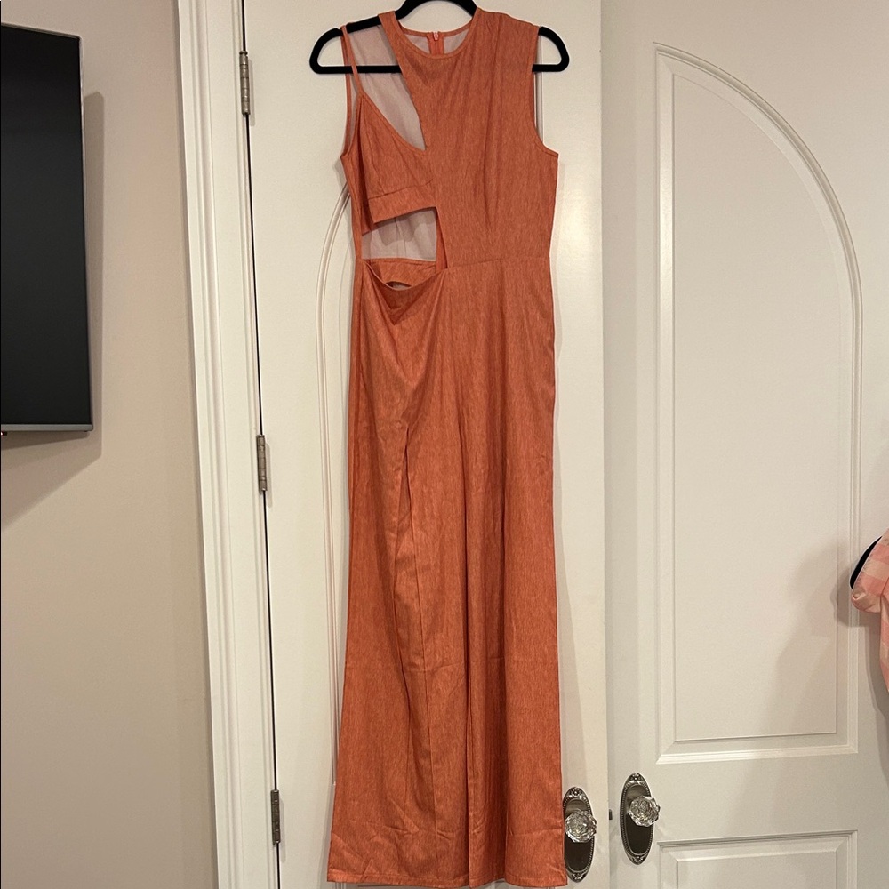 NWOT- Rustic orange cutout jumpsuit